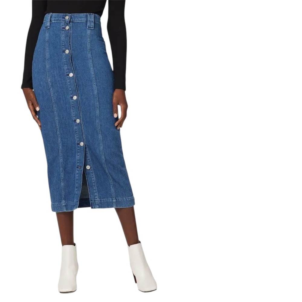 Hudson Jeans Denim Button Front Midi Pencil Skirt High Rise Cotton‎ Size 26